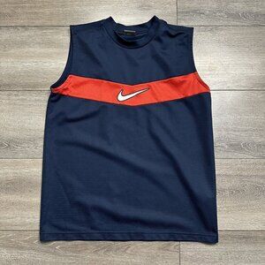 Nike Vintage Y2K Youth L 14-16 Blue Red Tank Top Centre Swoosh